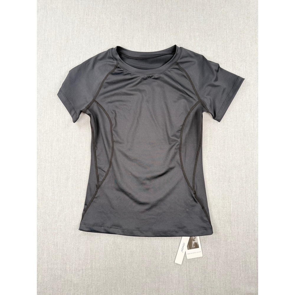 Lomon Womens Black‎ Athletic Short Sleeve Workout T-Shirt Size XS NWT